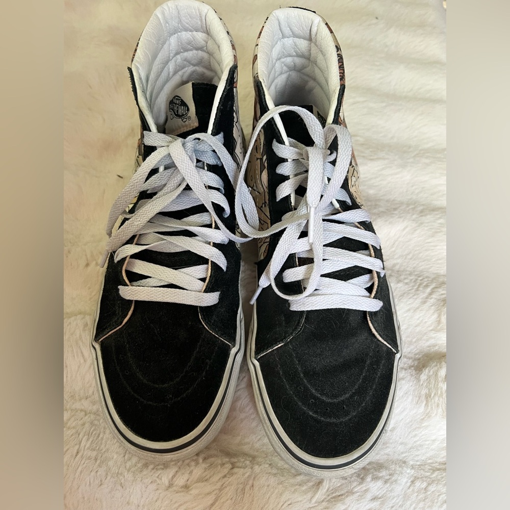Vans Sk8-Hi Sneakers Breast Cancer Awareness Graphic Print Black Suede Size 9.5 - Picture 4 of 16